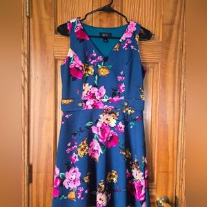 BCX Blue Floral Women's Dress